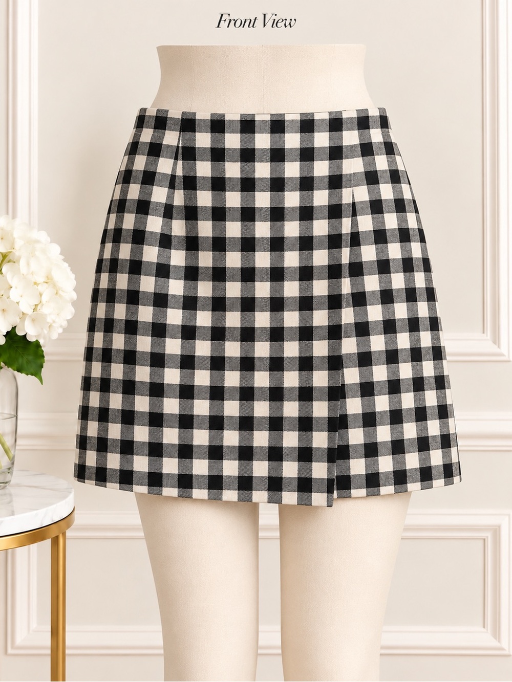 Express Black & White Checkered Linen Blend Skirt – NWT – Size L - Picture 2 of 4